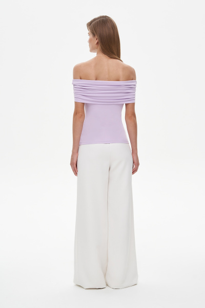 Топ со сборкой и спущенным плечом, лавандовый (L) 