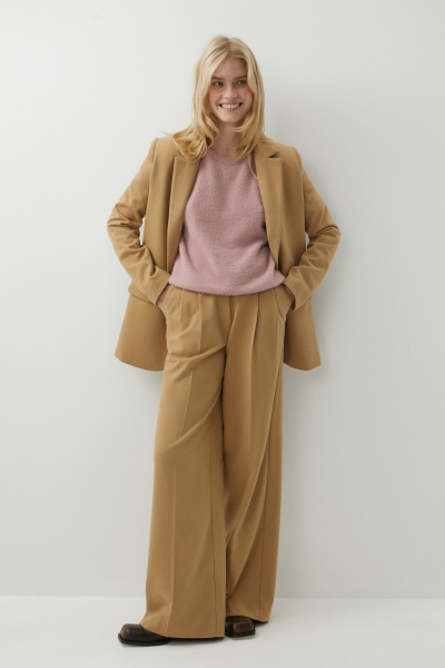 Брюки силуэта палаццо из костюмной ткани (светло-коричневый) (L) 