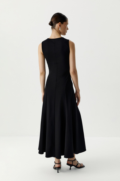 Платье макси c рельефными швами (черный) (XS) 
