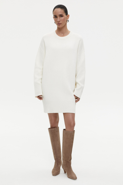 Платье мини вязаное (one size, молочный) 2207