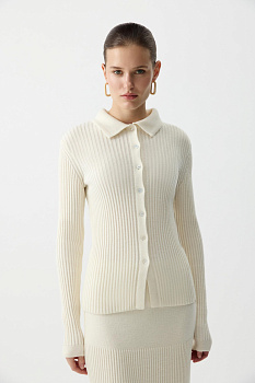 Джемпер-поло с пуговицами (Молочный)