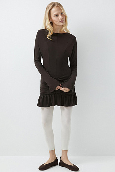 Платье мини со сборками (коричневый)