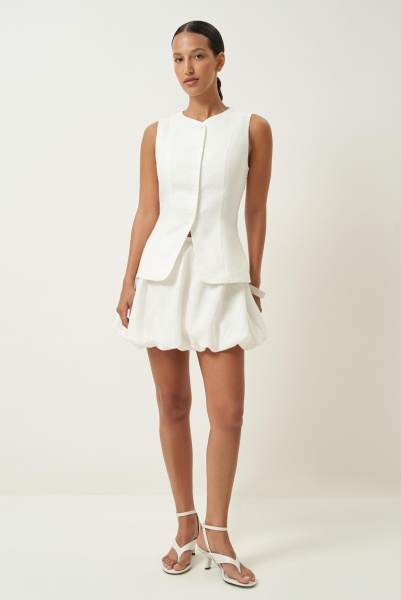 Жилет удлиненный изо льна (молочный) (S)