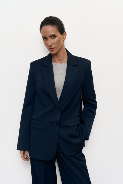 Пиджак свободного кроя (XS, темно-синий) 