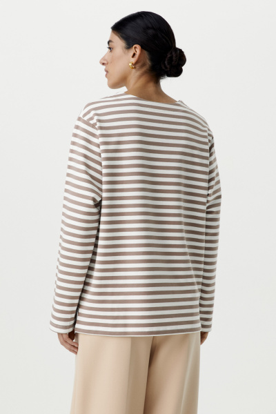 Лонгслив в полоску (молочный /коричневый) (XS/S) 
