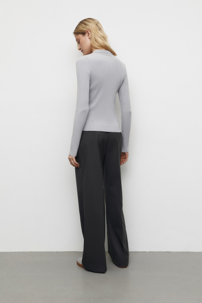 Поло из вискозы с длинным рукавом (XS, серый) 