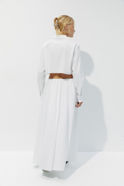 Рубашка укороченная в гранжевом стиле (белый) (L) 