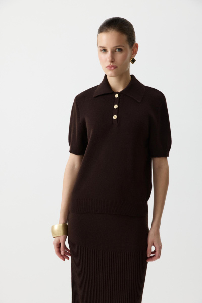 Футболка-поло вязаная (Шоколадный) (XS) 
