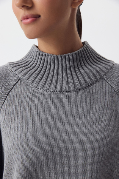 Свитер с широкой стойкой из хлопка (серый) (M/L) 