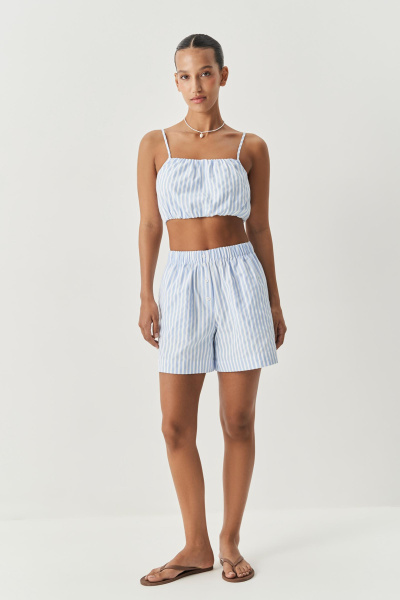 Шорты с имитацией гульфика в полоску (голубой) (XS)