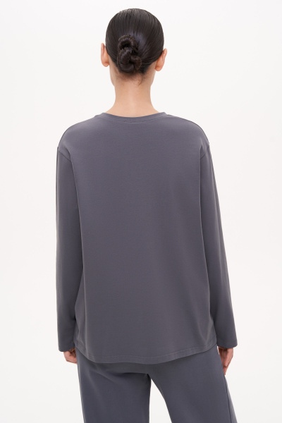Лонгслив базовый из хлопка (XS/S, темно-серый)