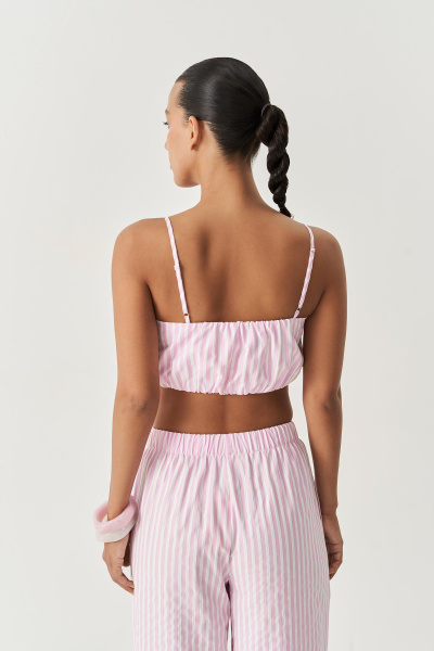 Блузка типа "топ" на бретелях в полоску (розовый) (M) 