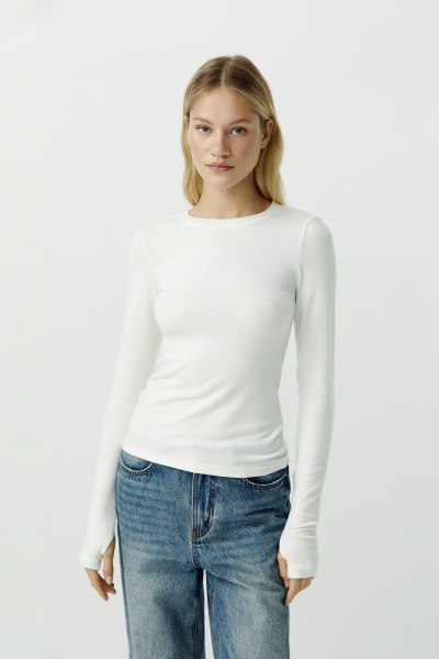 Лонгслив из мягкого трикотажа (молочный) (XS) 