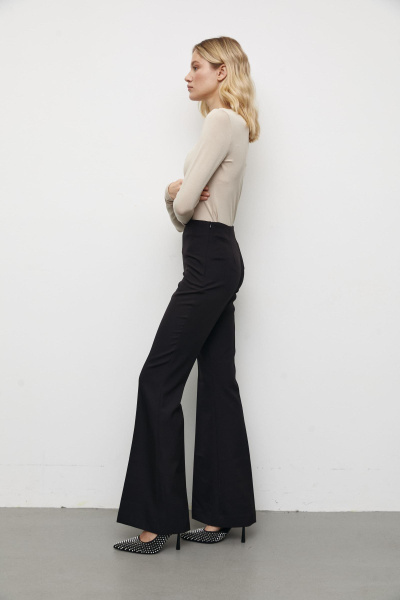 Брюки клеш (XS, черный) 