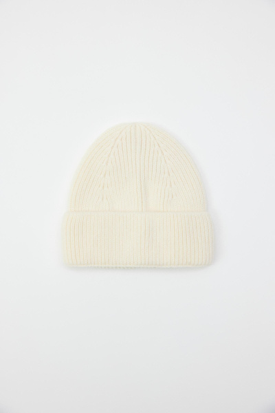 Шапка бини из шерсти мериноса (Ванильный) (one size) 