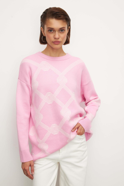 Свитер из хлопка pattern CHARMSTORE (one size, барби-молочный) 2198