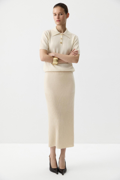 Футболка-поло вязаная (Молочный) (XS) 