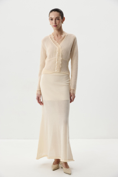 Кардиган с кружевом (Кремовый) (M) 