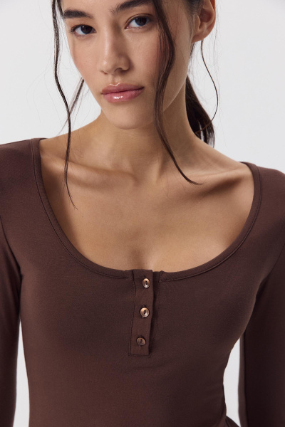 Лонгслив с пуговицами  (Шоколадный) (S) 