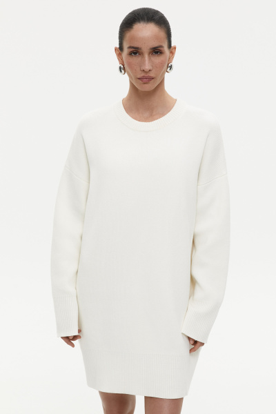 Платье мини вязаное (one size, молочный) 2207