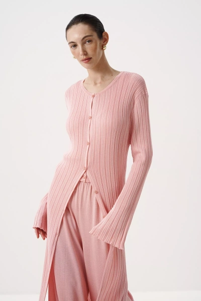 Кардиган макси из лиоцелла и шерсти (розовый коралл) (one size) 