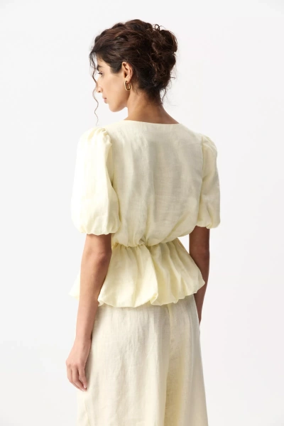 Блуза с буфами изо льна (сливочный) (M/L) 
