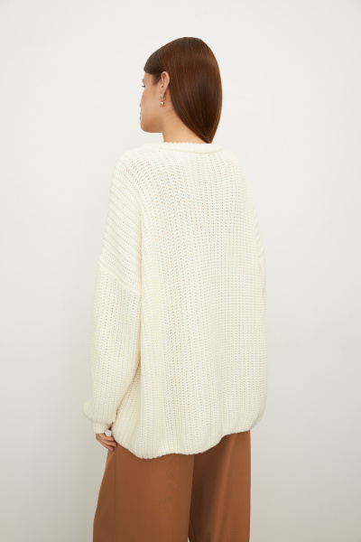 Свитер крупной вязки из хлопка (one size, молочный) 2207