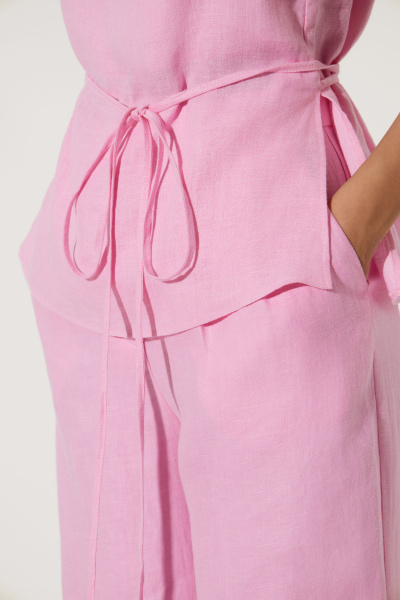 Топ на бретелях изо льна с тонким поясом (L, барби) 2169