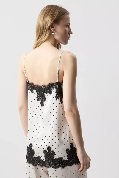 Топ на бретелях с кружевом (Горох на молочном) (S) 