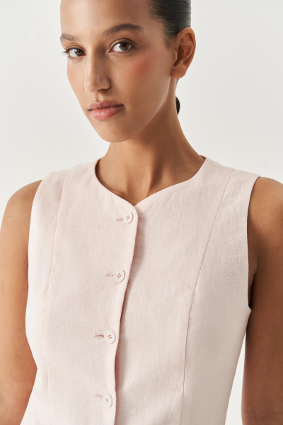 Жилет удлиненный изо льна (розовый) (XS)