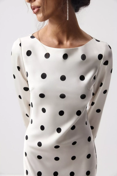 Платье из сатина с расклешенными рукавами (Черный горох на молочном) (S) 