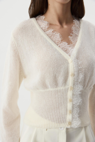 Кардиган с кружевом (Молочный) (XS) 