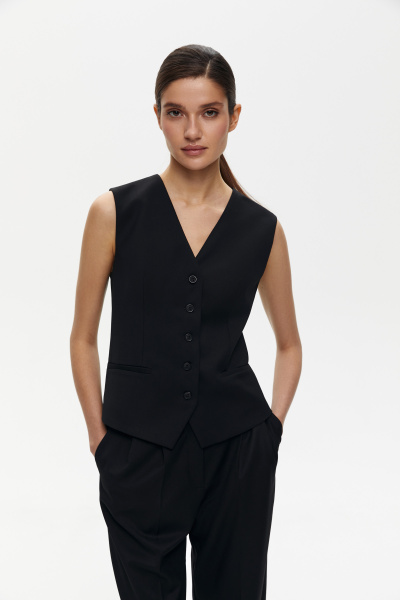 Жилет классический из костюмной ткани (XXS, черный)
