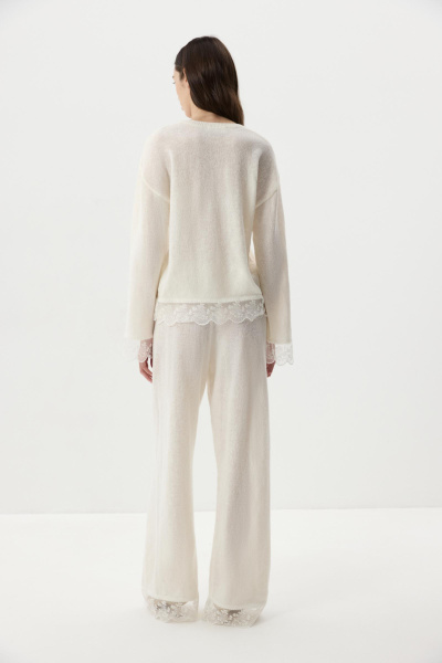 Джемпер с ажурным кружевом (Молочный) (XS/S) 