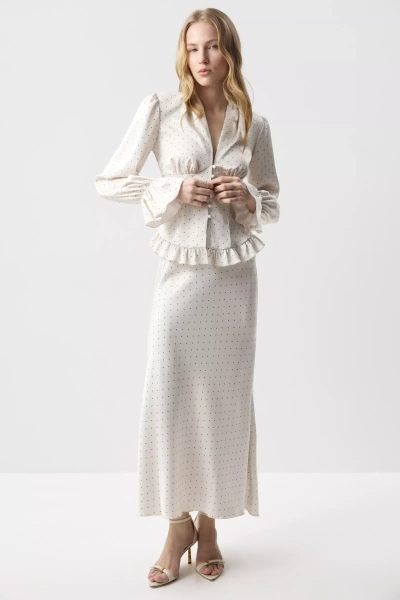 Блуза с рюшами (Горох на молочном) (XS)