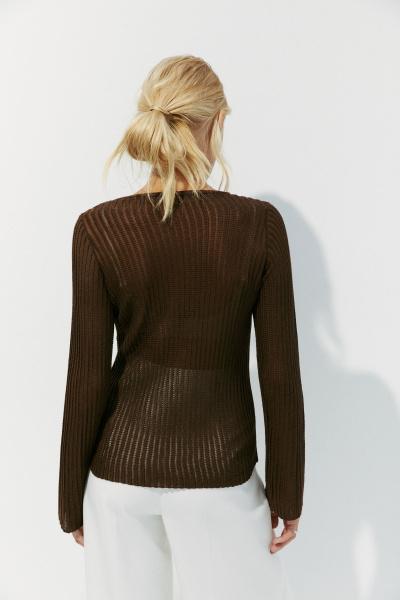 Джемпер фактурной вязки из вискозы (XS, шоколадный) 2774