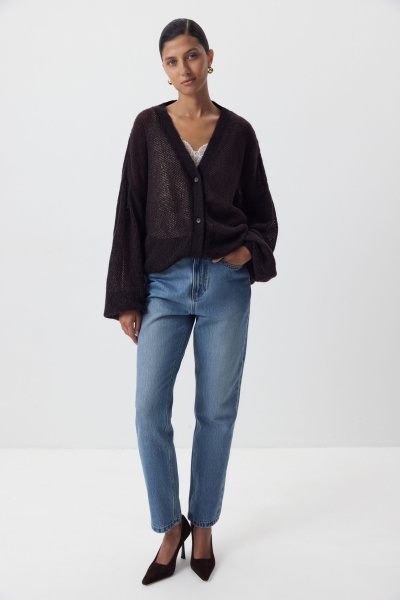 Кардиган ажурной вязки (шоколадный) (one size) 