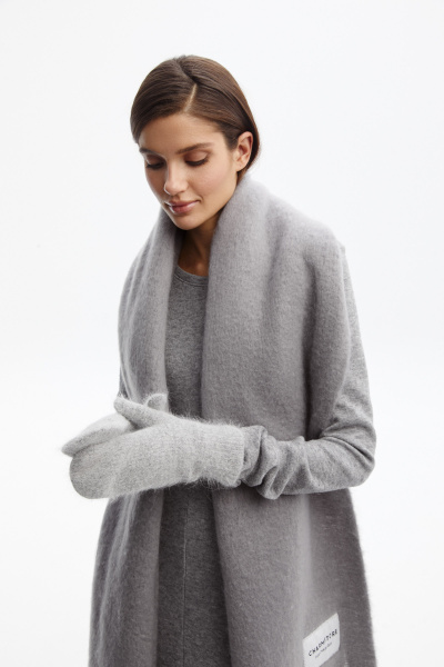 Варежки из трикотажа с мохером (one size, серый) 2775