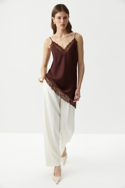 Топ с кружевом (Коричневый) (M) 