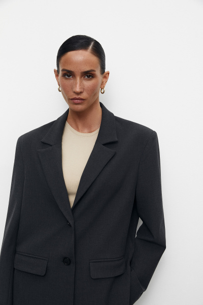 Пиджак оверсайз с боковыми разрезами (M/L, темно-серый) 2787