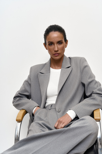 Пиджак свободного кроя (M, серый)