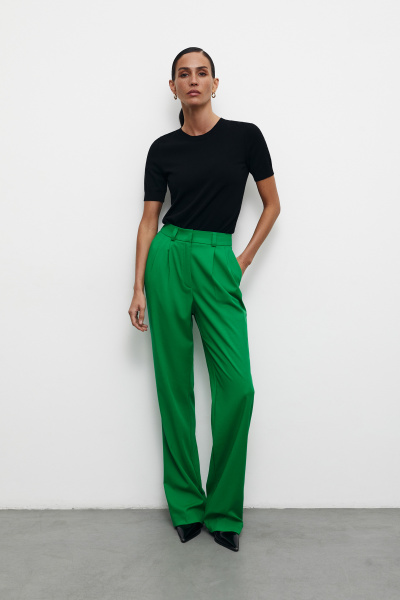 Брюки широкие с защипами (травяной) (L) 