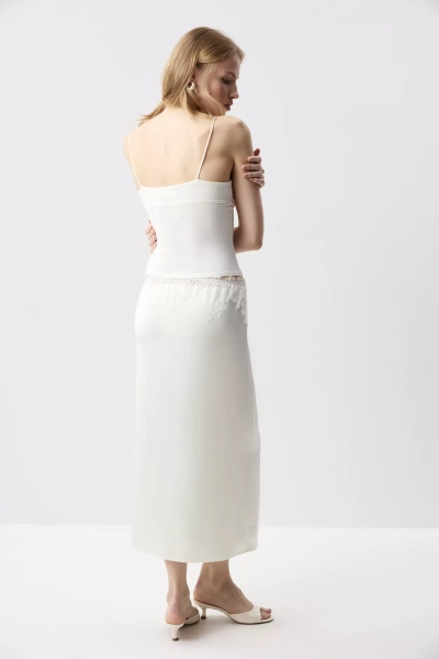 Топ с кружевом из вискозы (ванильный) (M) 