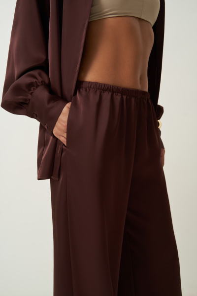 Джоггеры из сатина (коричневый) (M/L) 