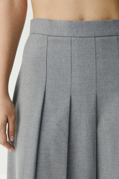 Юбка миди со складками (серый меланж) (XS) 