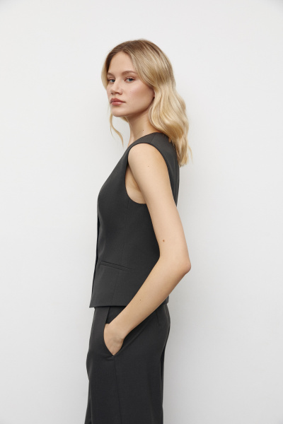 Жилет из полушерстяной ткани (L, темно-серый) 2787