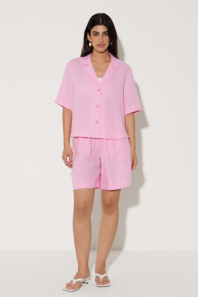 Рубашка с коротким рукавом изо льна (M/L, барби) 2169