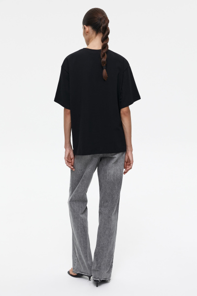 Футболка оверсайз со стразами Rose (M/L, черный) 2159