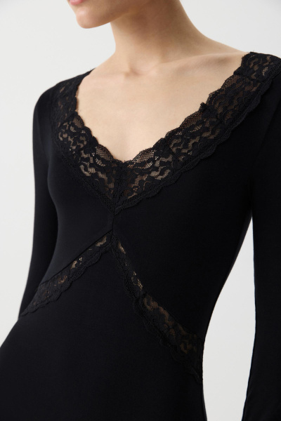 Платье из вискозы с кружевом (Черный) (M) 