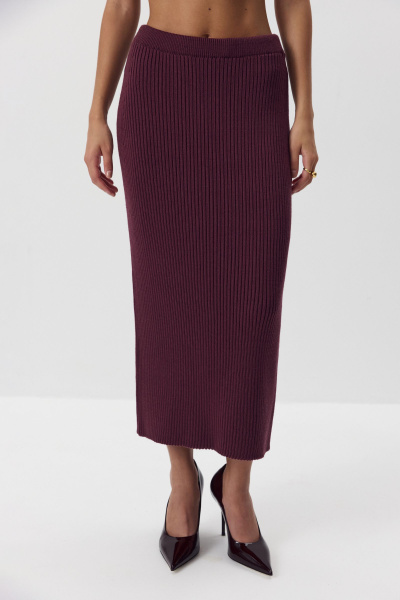 Юбка вязаная с шерстью (сливовый) (M) 